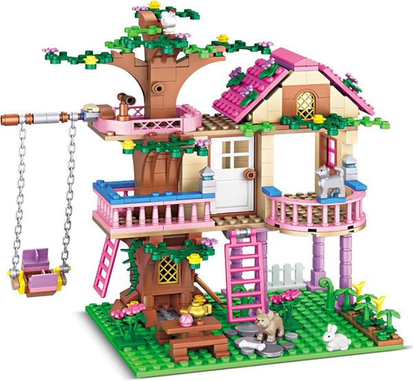 HSANHE Tree House Building Set Compatible with Friends, 504 PCS Forest House