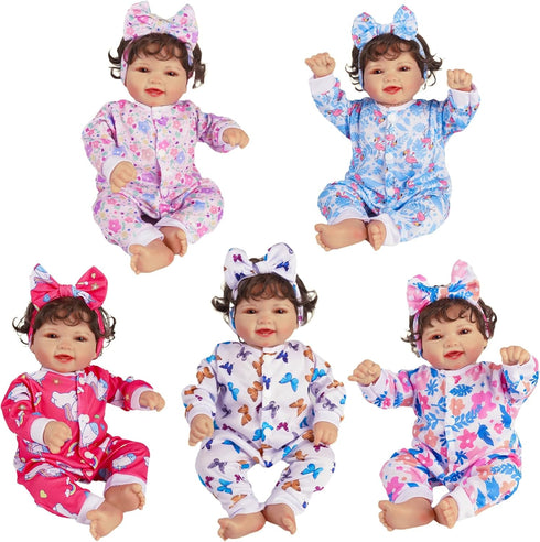 BABESIDE Reborn Baby Doll Clothes for 17-22 Inch Dolls, 5 Sets Baby