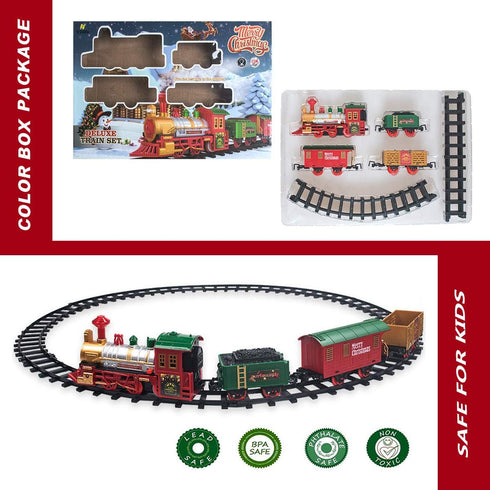 Set Sets 11.5 Playset Classic Christmas Train with Lights and Sounds Railway Tracks Battery Operated Train Toy Models