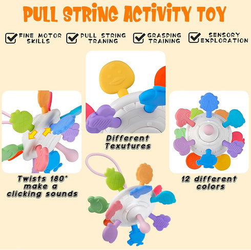 6 1 6 12 Plunack in Baby Toys to Months, Montessori Toy Infant Teething Babies Toy Stacking Blocks Rings Pull String