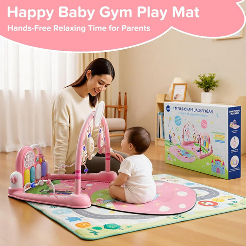Tummy 0 3 6 9 12 Baby Play Mat Kick and Play Piano GymBaby Floor Play Gym Time MatBaby Activity Mat with Music Lightsat