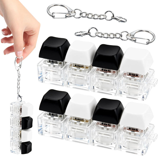 ZoxiLume 2 PCS 4-in-1 Keyboard Fidget Toy Keychain, Finger Clicky Button Toy Stress