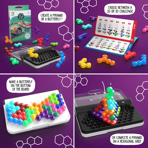 SmartGames IQ Six Pro Travel Game - Skill-Building Brain Teaser for Kids and Adults, 120 Challenges