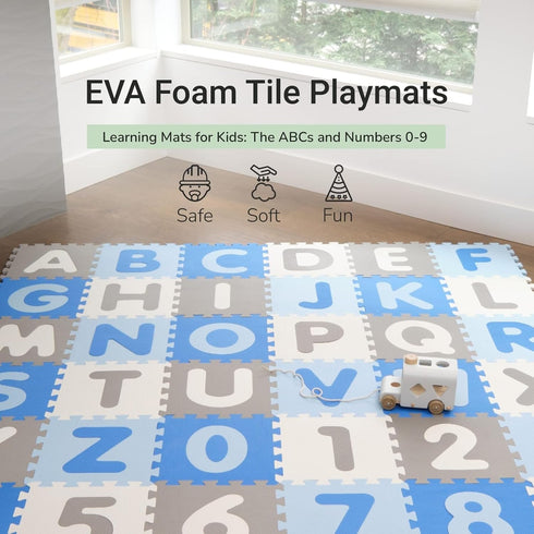 36 0-9, 74 74 (36 3 Tadpoles Foam Playmats for Kids, Interlocking Tiles Teach the ABCs and Numbers Total Floor Coverage