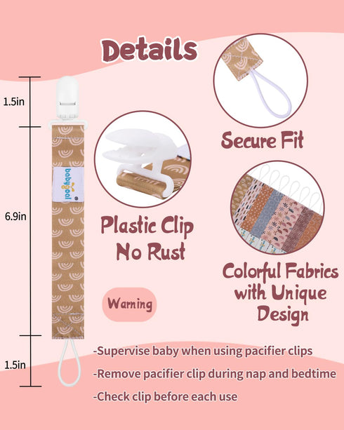 8 Pack, 8PB25 babygoal Baby Pacifier Clips Pacifier Holder Clips Fits for Most Pacifier and Binkies-Neutral Color