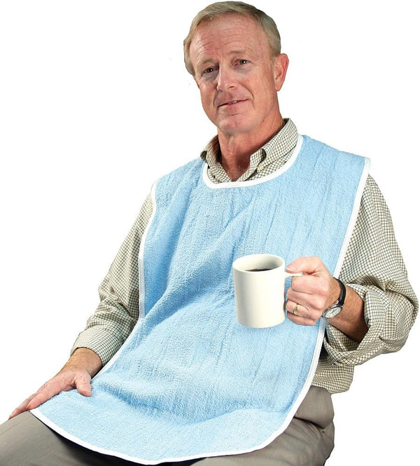 Wearever 100% Cotton Terry Adult Bib - Meal Time Spill Protector for