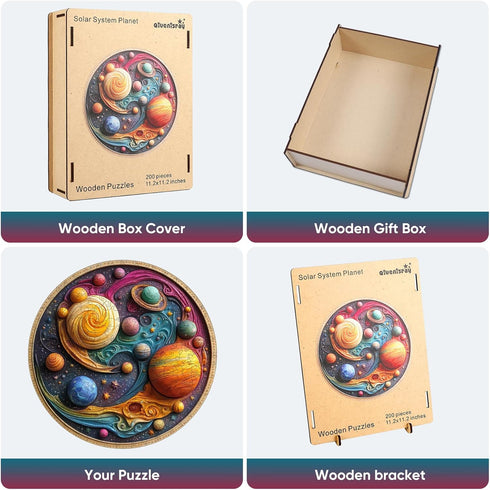 300 Qiuenisray Space Puzzles for Adults, Pieces Solar System Planet Wooden Jigsaw Puzzles, FSC Certified Unique Shape