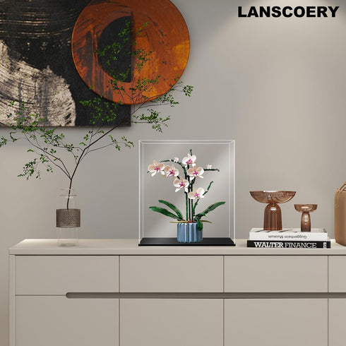 LANSCOERY Acrylic Display Case, Small Showcase Box for Collectibles, Dustproof Design, Black Base, 4x4x4inch