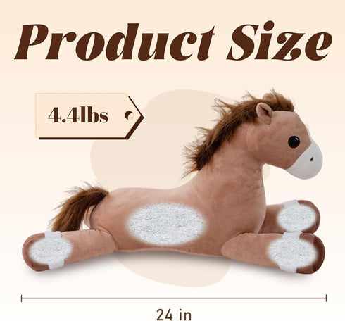 24", 4.4lbs, Weighted Horse Stuffed Animals, Large Stuffed Horse Plush Cute Farm Animal Plush Toy, Weighted Pony