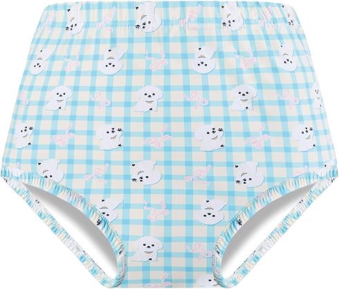 Landofgenie Diaper Cover for Adults Cute Puppy Printed Reusable Washable Elasticated Waistband Adult Diaper Cover Blue