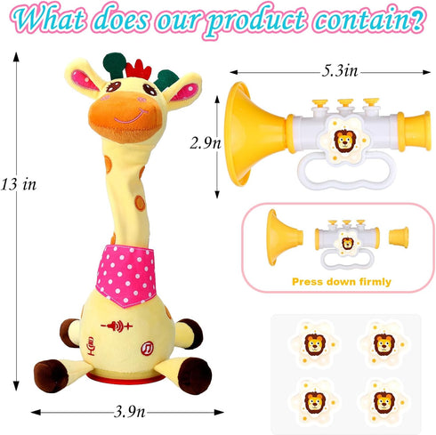 60 Say,Tummy Vodolo Talking Singing Dancing Giraffe Toy with Children's Song,Recharged Interactive Giraffe Plush