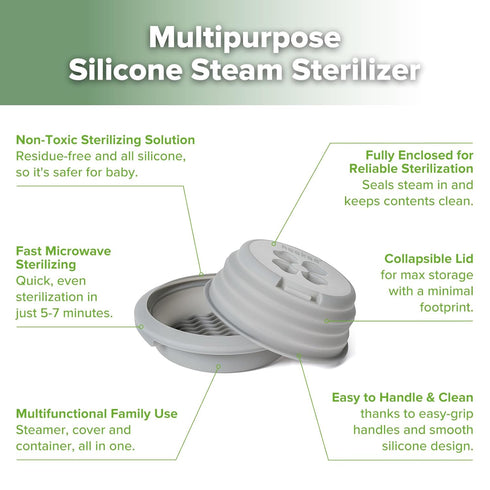 Haakaa Multipurpose Silicone Microwave Bottle Sterilizer & Steamer Reusable Collapsible Microwave Sterilizer for Baby