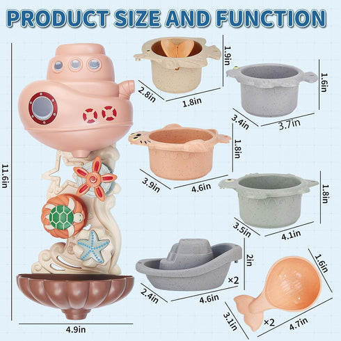 1-3 2-4 Set 6-12M Set Bath Toys for Kids Ages & Toddlers - Infant/Baby for - Bathtub Toys for Boys/Girls - Birthday