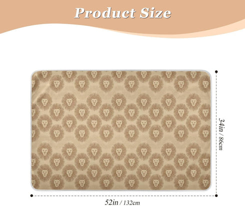 siphylline 52" 34" Brown Retro Lions Minimalist Extra Large Resuable Changing Pad Covers Waterproof Washable Potty