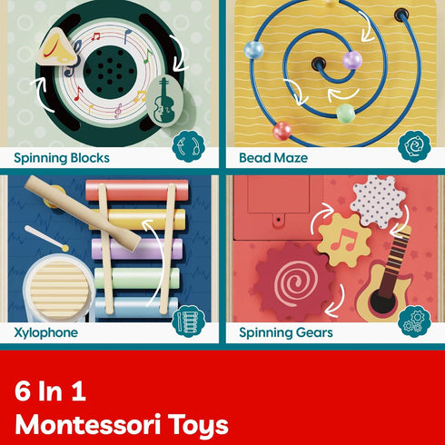 2 3 4 18 TOP BRIGHT Musical Activity Cube, Montessori Toys for Year Old Toddlers, Baby DJ Table with Songs, Baby