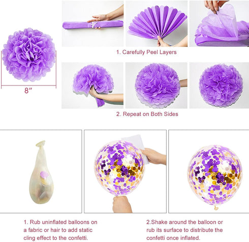 Ouddy Party Purple Birthday Decorations for Women Girls, Butterfly Hanging Garland, Happy Birthday Banner, Purple Gold