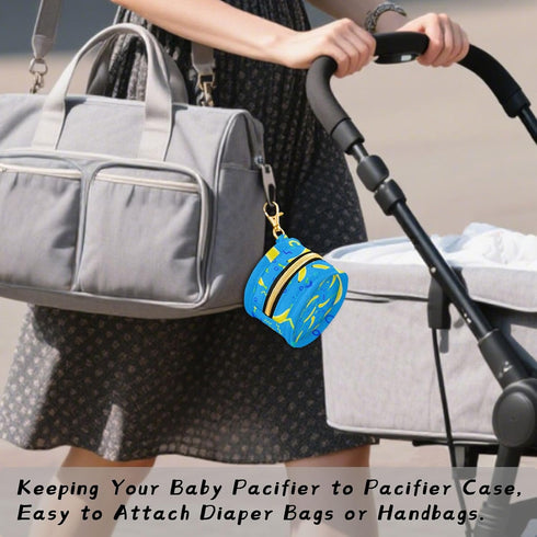 Banana Round Pacifier Storage Case with Zipper, Portable Pacifier Case for Travel, Diaper Bag & Purse, Pacifier