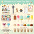 Peccvon Counter Playset 3 4 5 6 Wooden Ice Cream Toys for Kids Pretend Play Kitchen Food Toys with Scoop & Menu & Fake