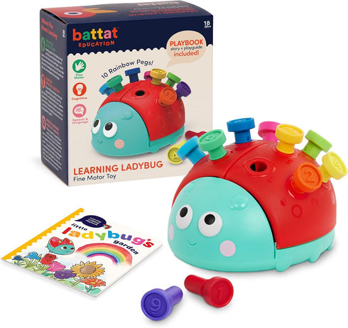 Battat Education Fine Motor Peg Toy for Toddlers, Montessori Educational Developmental Toy - Learning Ladybug