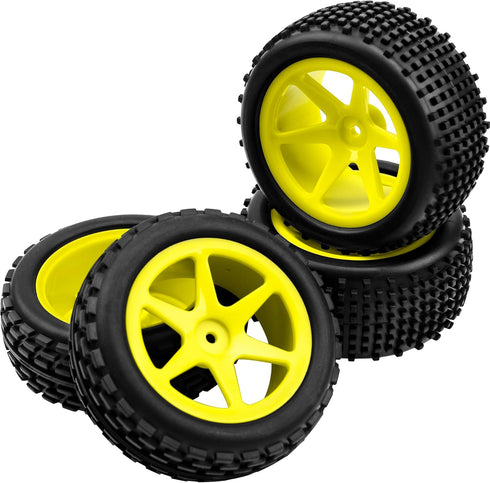 4Pcs HIRCQOO OD 88mm Front Rear Rubber Tire & Plastic Wheel Rims 12mm Hex Compatible with Redcat Shockwave HPI