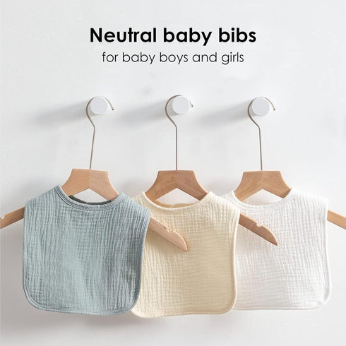 6 Pack Muslin Baby Bibs for Boys Girls - Cotton Bib for Drooling and Teething, Adjustable Bandana Bib