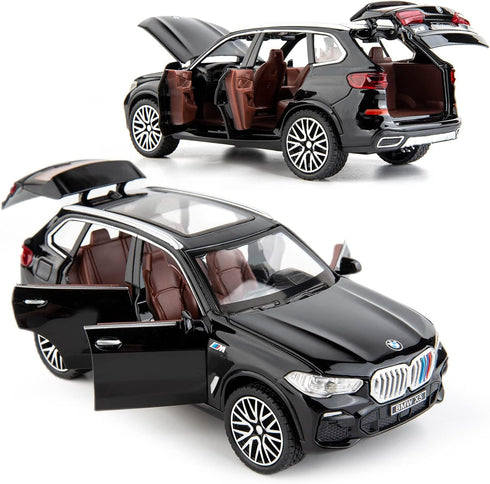 BDTCTK 1:32 Compatible X5 SUV Model Car Toy, Zinc Alloy Pull Back Car with Sound and Light (Black)