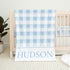 UnoCo Personalized Baby Boy Blanket, Blue Baby Blanket Boy, Blue Gingham Baby Blanket,