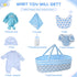 JIZHI 8 Pcs Reborn Baby Doll Accessories with Bassinet for 17-22 Inch Dolls, Realistic Clothes Set