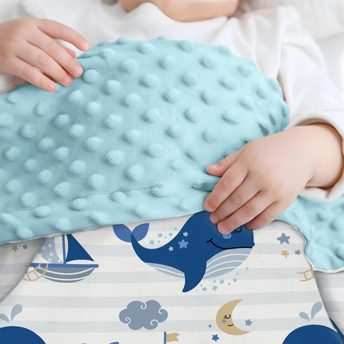Whale Baby Blanket for Boys or Girls, Soft Kids Throw Minky Blanket 30x40 for Toddler Newborn Nursery Crib Bedding