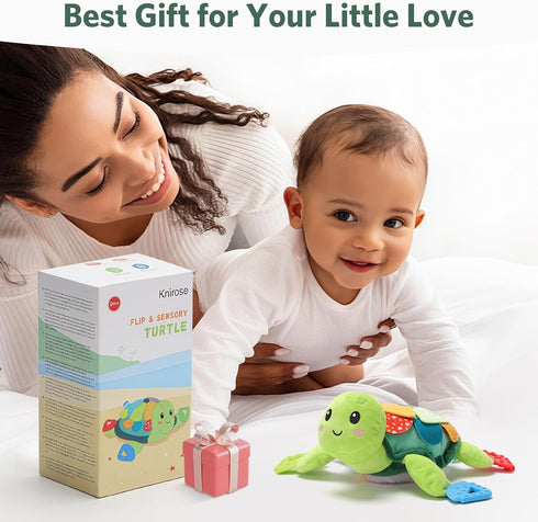 6 1 Tummy Turtle Baby Sensory Toy, in Montessori Time Texture Toys, Flip Scales & Multi-Textured Belly & Rattle