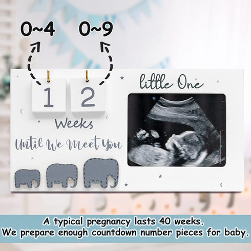 Jwitao Countdown Sonogram Picture Frame, Ultrasound Photo Frame with Baby Weeks, Expecting Parents to be Pregnancy Gift