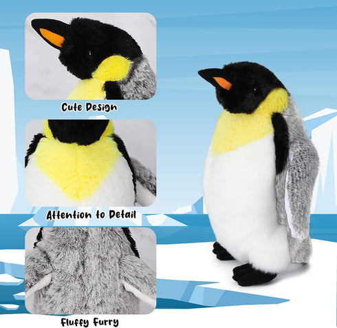 10" Penguin Plush Toy, Soft Fluffy Stuffed Animal Doll, Hugging Toy for Every Age & Occasion