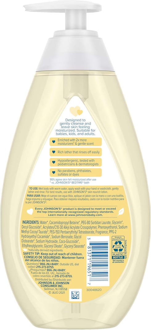 20.3 oz Johnson's Baby Skin Nourishing Moisture Baby Body Wash with Shea & Cocoa Butter, Hypoallergenic & Tear Free