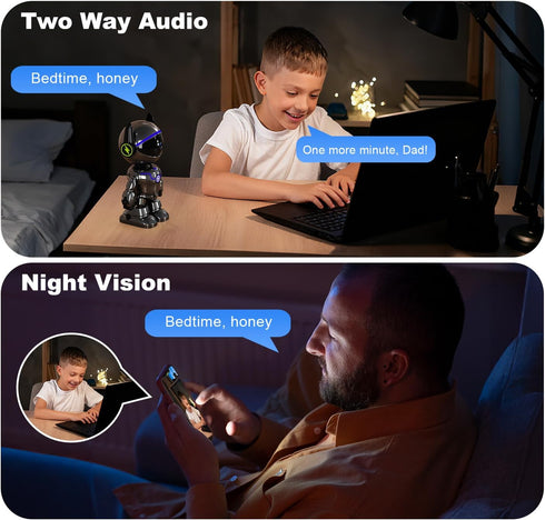 Gyliziex 2K 2.4&5Ghz 2 Cameras for Home Security Indoor Robot, Indoor Camera WiFi Wireless Pet/Nanny/Dog Camera Phone