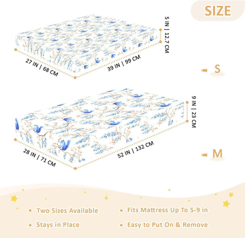miaozhen 1 Pack 52x28 Cotton Crib Sheets for Baby Boys Girls Soft Squirrel Willow Off White Toddler Mattress Sheet