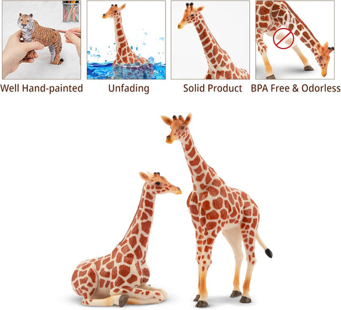 Toymany 4PCS Realistic Giraffe Figurines Playset - Includes Giraffe Cub, Educational Toy for Kids