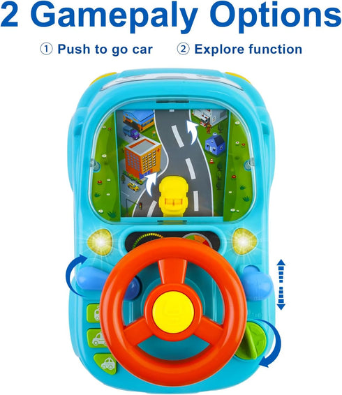 DELUTIQUE 1 1-3,Gift 1 2 3 Toys for + Year Old Boy,Toddler Racing Car Steering Wheel Toy with Sound & Light,Car Toys