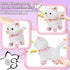 Jimate Interactive Electronic Plush Toy Walking and Barking Robot Cat Plush Cat Remote Control Kitten for Girls (White