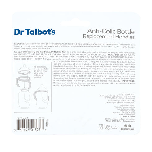 Dr. Talbot's Anti-Colic Bottle Replacement Handles, Feeding Supplies for Newborn (2-Pack)