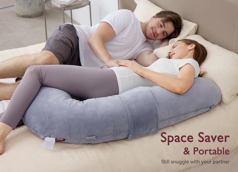 Momcozy Pregnancy Pillow, Original F Shaped Maternity Pillow for Pregnant Women with Adjustable Wedge Pillow, Full Body