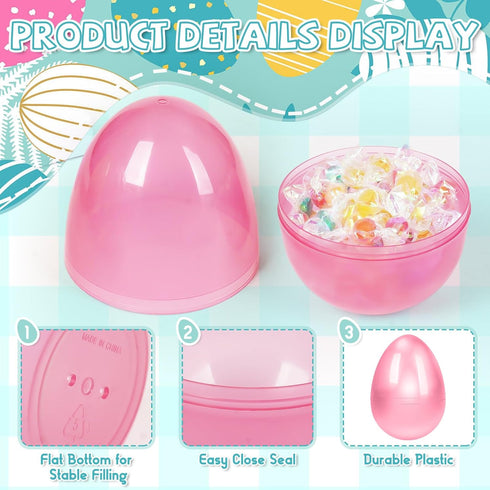 PNIOTAIN 6 Pack 6 Inch Large Plastic Easter Eggs Fillable - Jumbo Easter Eggs for Kids Empty Eggs for Easter Egg Hunt