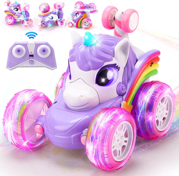 Unicorn Remote Control Car for Girls, 360Rotating 4WD Stunt RC Cars for