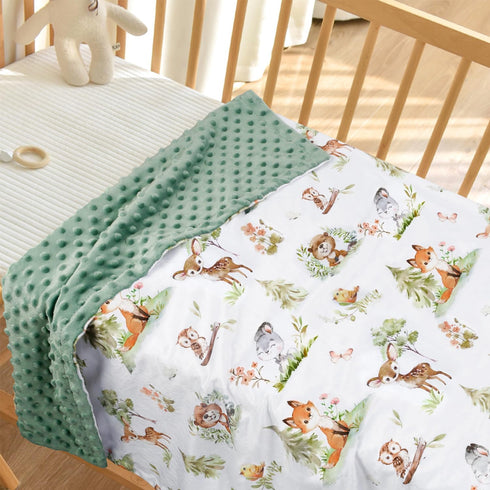 BORITAR Baby Blanket for Boys Girls Super Soft Double Layer Minky with Dotted Backing, Lovely Woodland Animal Design Blanket for Toddler Newborn 30 x 40 Inch(75x100cm) by BORITAR