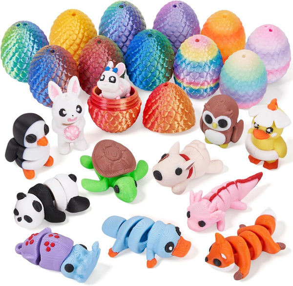 YILCER Mini Dragon Eggs & Animals Prefilled Easter Eggs Easter Basket Essentials&Stuffers Surprise