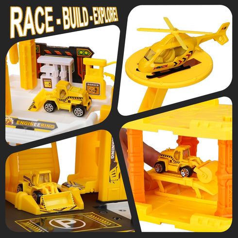 Set 3 4 5 6 TOY Life Construction Toys - Toy Construction Vehicles with Toy Trucks for Year Old Boys - Toy Car Garage