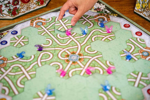 2-4 14+ 30 Capstone Games Butterfly Garden Board Game for Players - Tile Laying Nature and Butterfly Themed Strategy