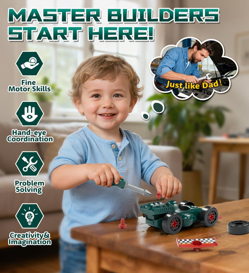 Set 3 4 5 3+ Lehoo Castle Kids Tool with Electric Drill & Take Apart Race Car, Construction Toys for Boys Year Old
