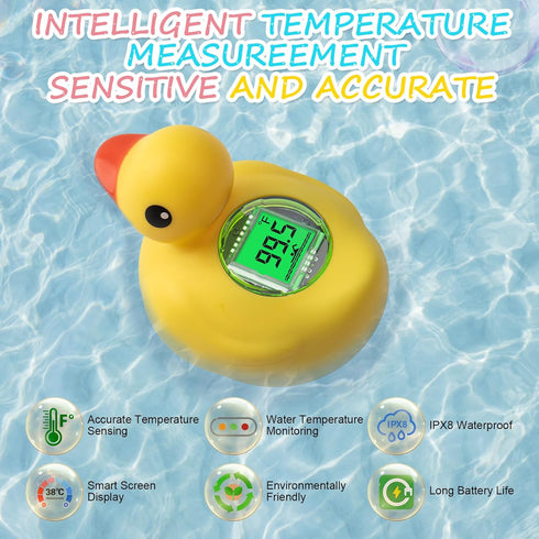 Thermometer-IP68 Rechargeable Baby Bath Waterproof-BPA-Free Bath Thermometer Baby Safety-Fast Temperature Reading