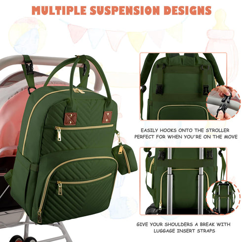 Backpack, Backpack Tenot Baby Diaper Bag Travel Diaper Bags for Girl Boy Large Capacity Baby Bag for Women Army Green