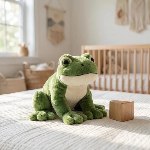6.2 Inch Tiny Heart Cute Green Frog Plush Toy, Realistic Small Frog Kawaii Lifelike Super Soft Plush Stuffed Animal